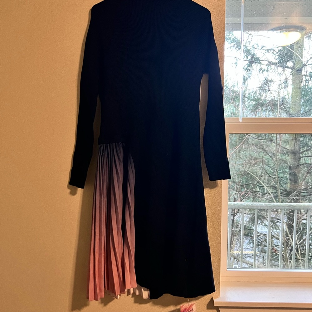 Chic Black and Pink Long Sleeve Dress